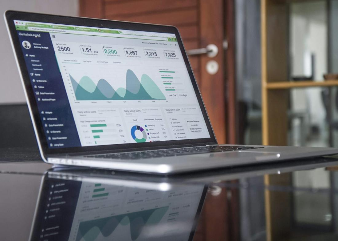 Laptop showing a reporting dashboard